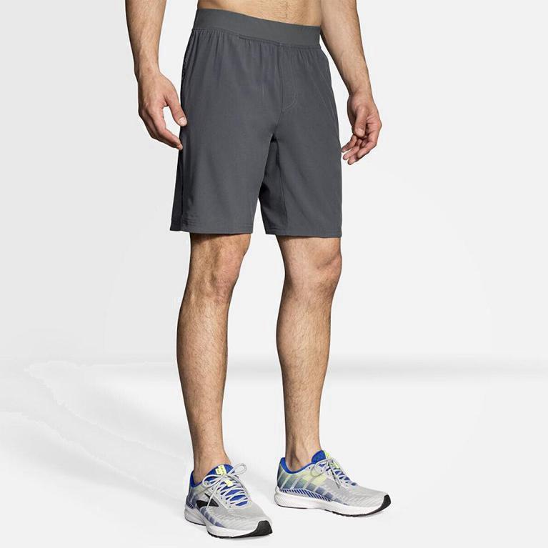 Brooks Equip 9 Israel - Men's Running Shorts - Grey (31642-XBGD)